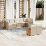 VIDAXL Salon de jardin avec coussins 9 pcs beige resine tressee