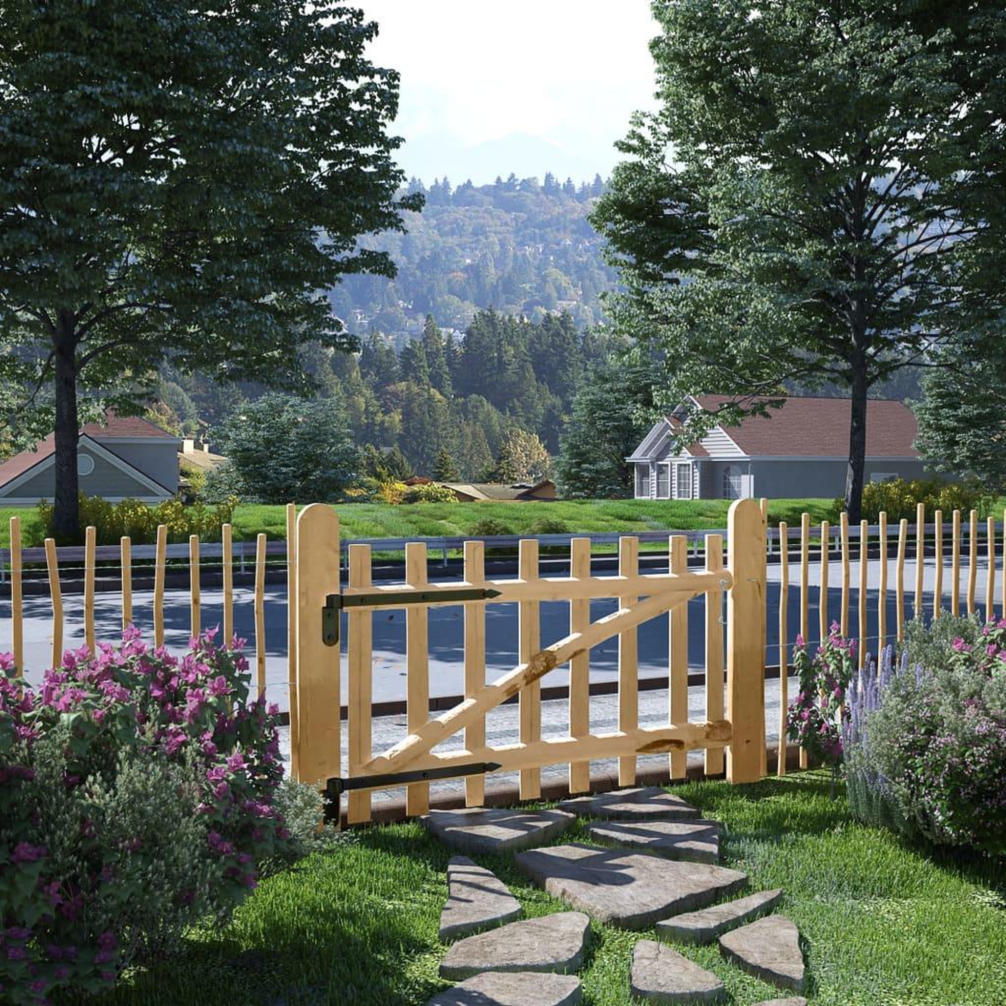 Voir la diapositive 1 : VIDAXL Portillon simple de cloture Bois de noisetier 100x60 cm