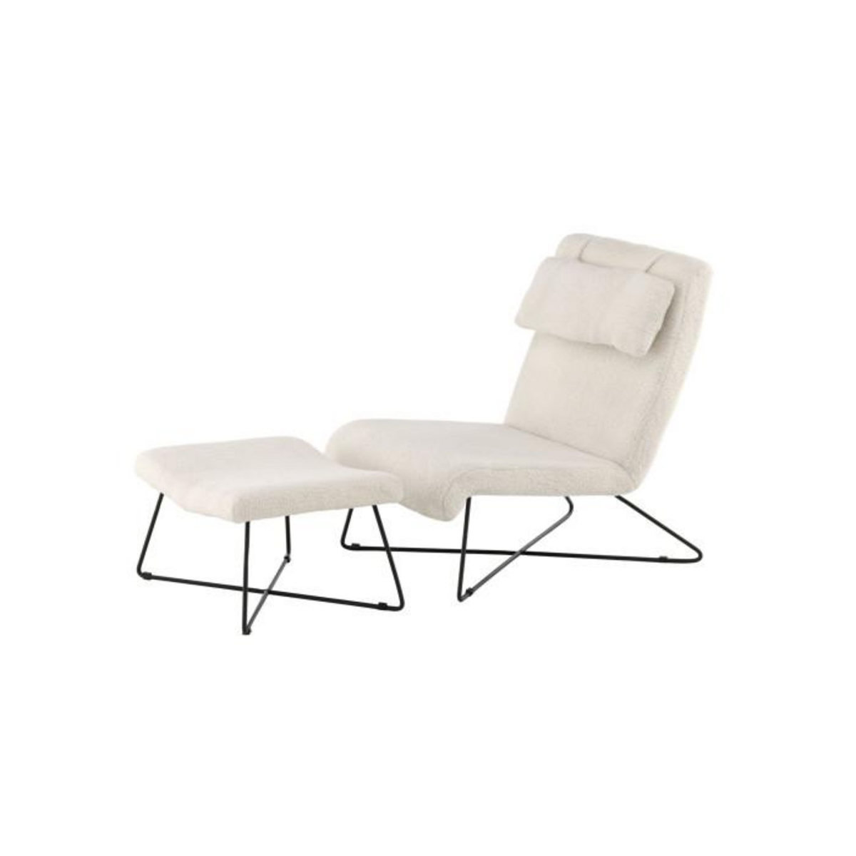 Paris Prix Fauteuil & Pouf Design Bouclette  Laconia  88cm Blanc