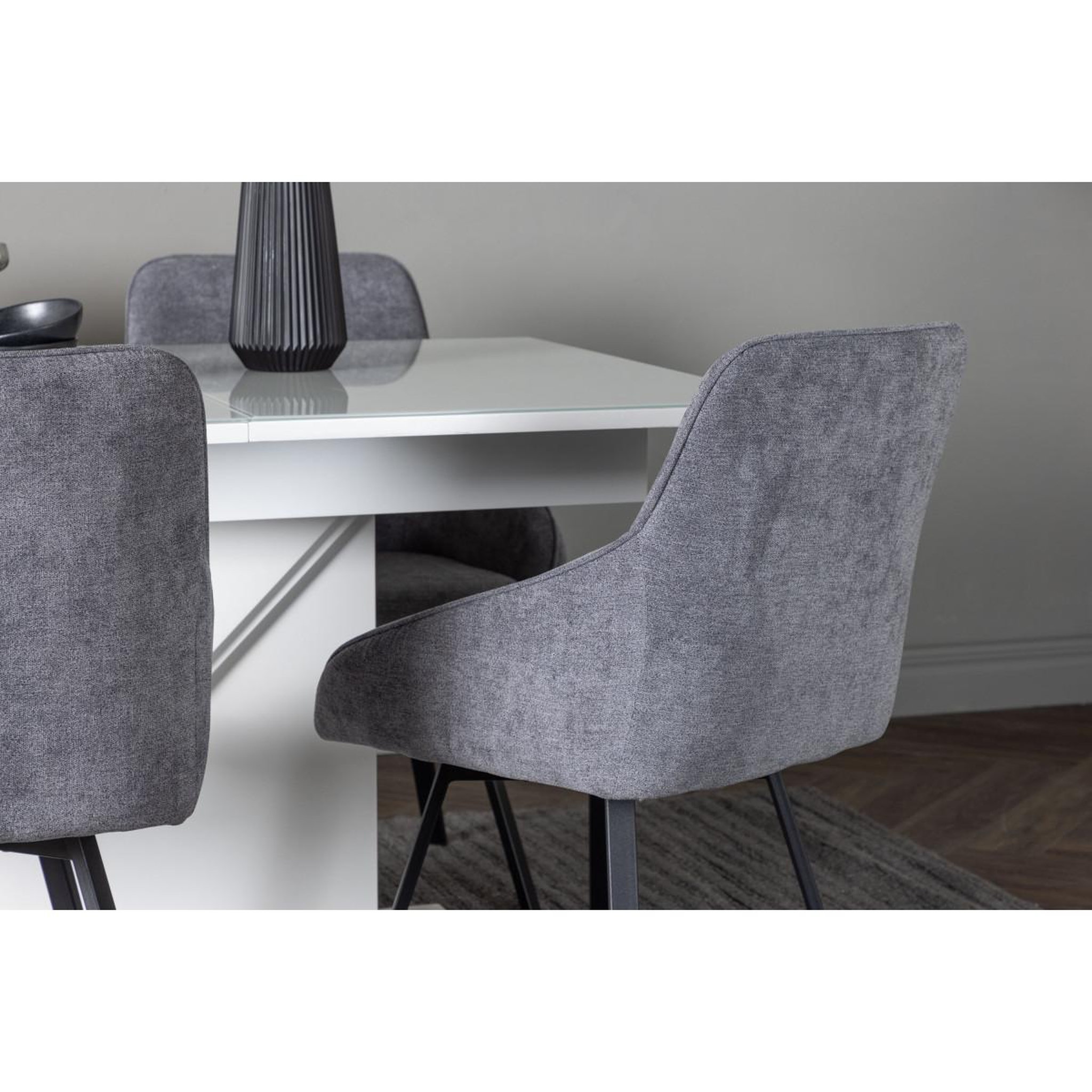 Voir la diapositive 6 : Paris Prix Ensemble table à manger extensible & 4 chaises  pluto & rosie  120-160cm blanc & gris