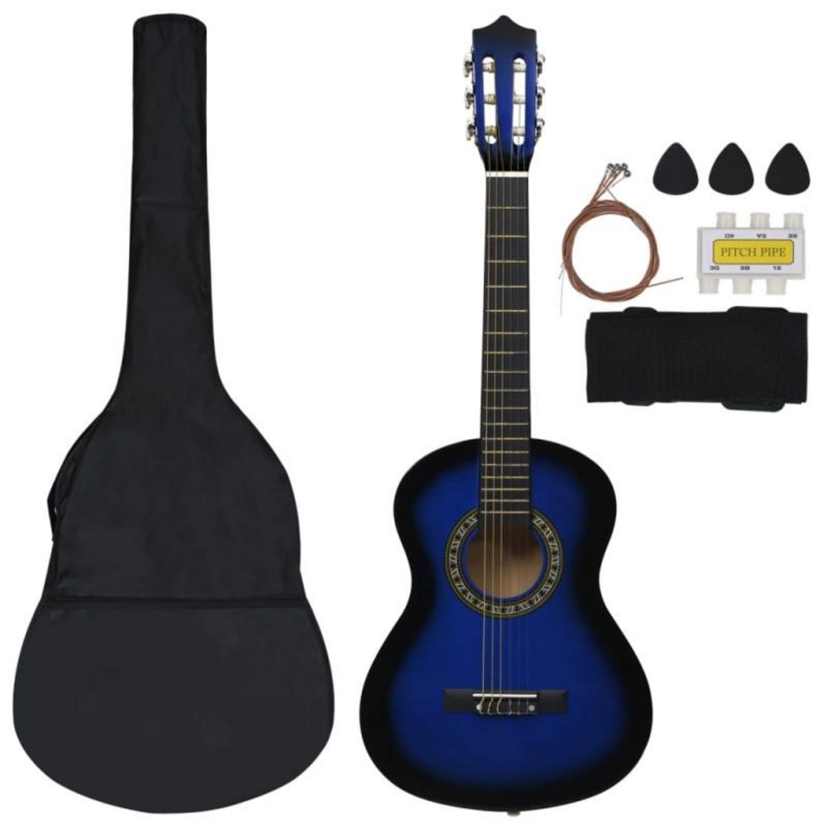 VIDAXL Jeu de guitare classique pour débutants 8 pcs bleu 1 2 34