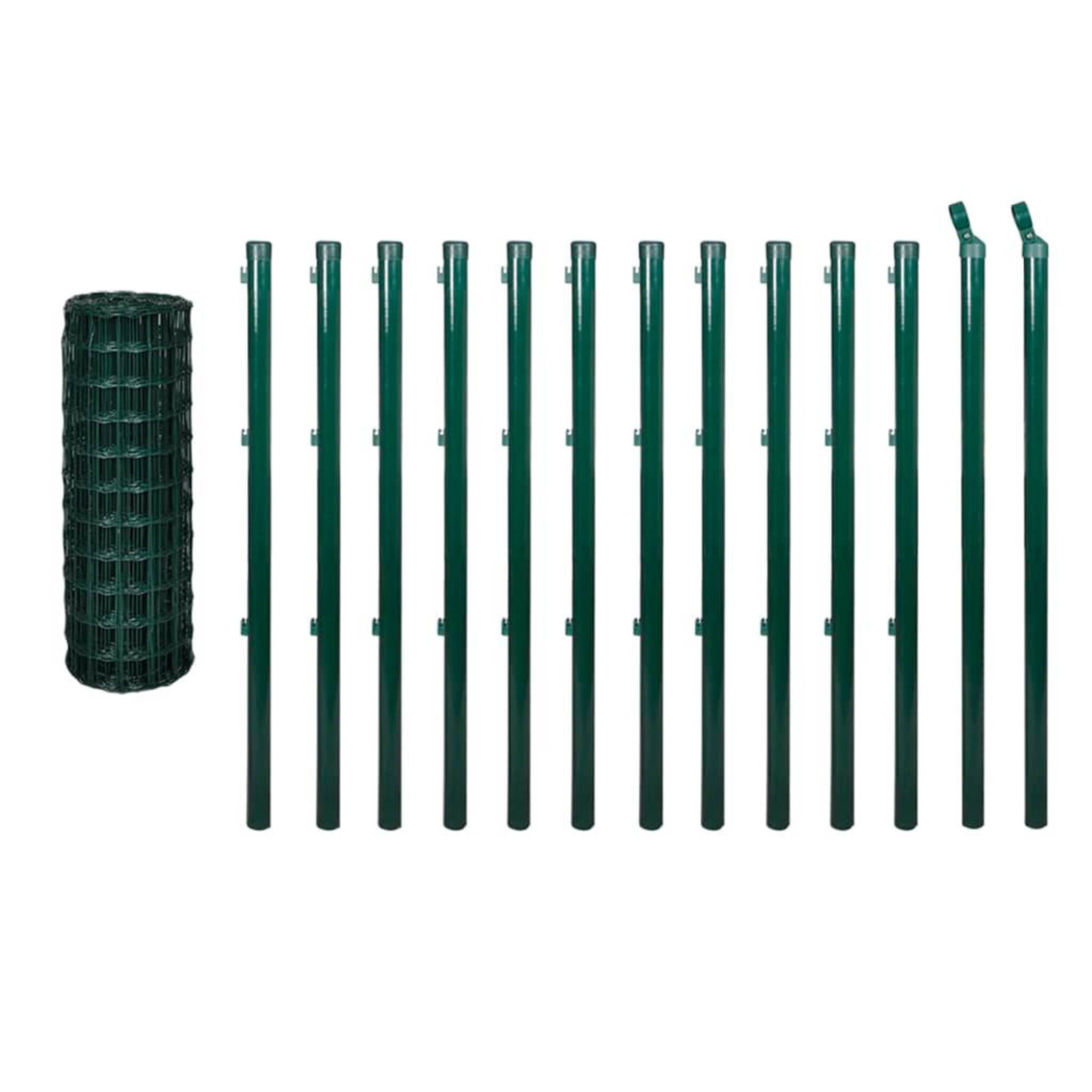 Voir la diapositive 2 : VIDAXL Ensemble de cloture Euro Acier 25 x 1,5 m Vert