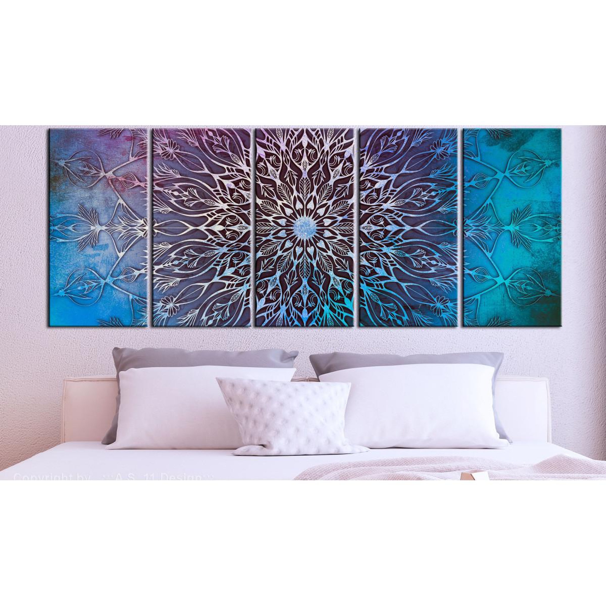 Voir la diapositive 2 : Paris Prix Tableau imprimé 5 panneaux  center narrow blue