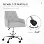 Voir la diapositive 5 : VINSETTO Chaise de bureau design Chesterfield capitonné hauteur réglable pivotant 360° piètement chromé tissu gris