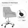 Voir la diapositive 5 : VINSETTO Chaise de bureau design Chesterfield capitonné hauteur réglable pivotant 360° piètement chromé tissu gris