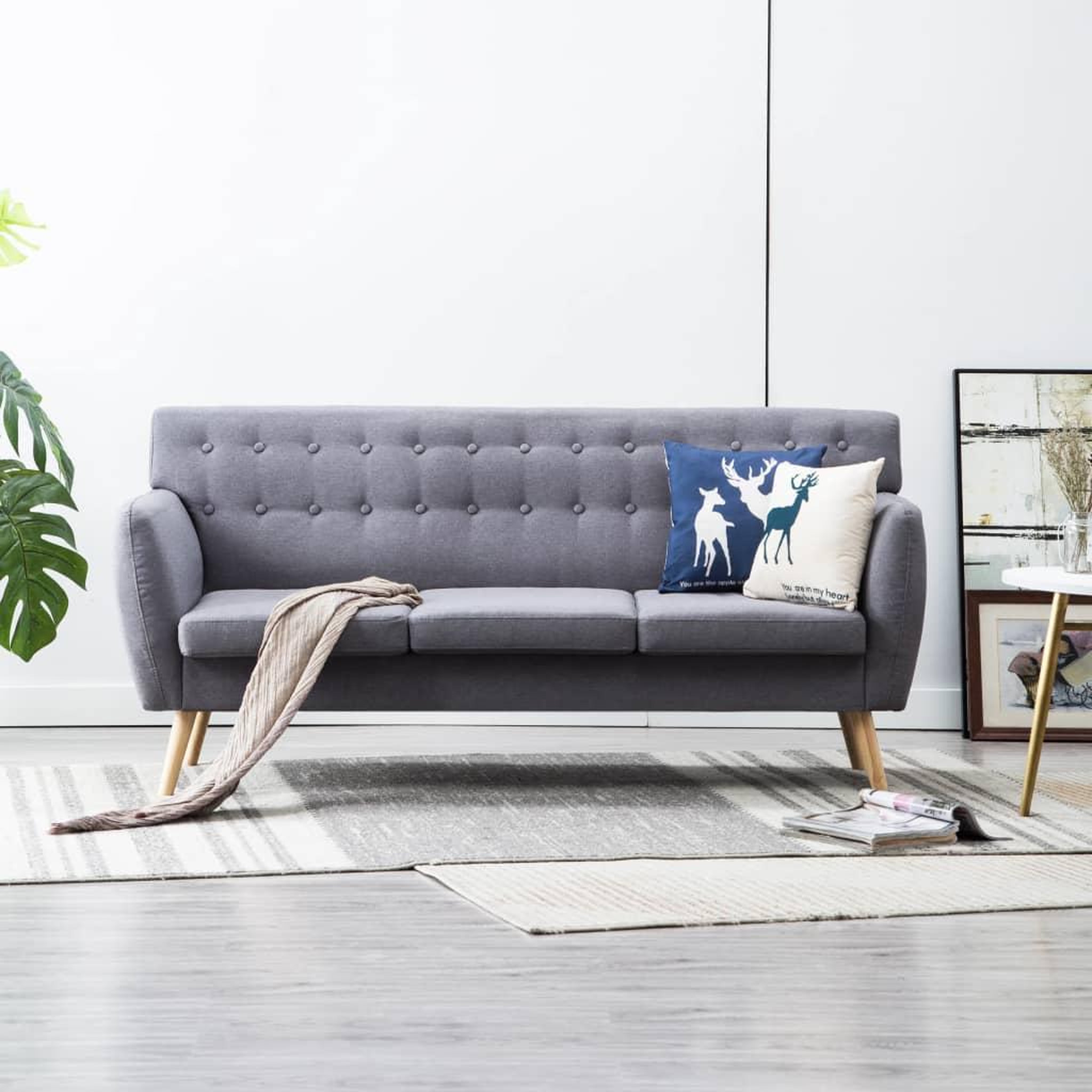 Voir la diapositive 1 : VIDAXL Canape a 3 places revetement en tissu 172x70x82 cm gris clair