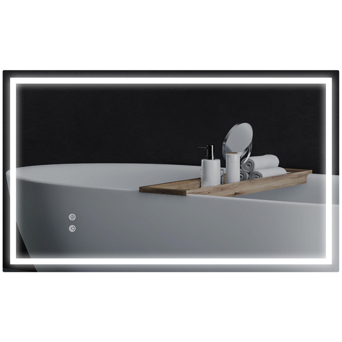 HOMCOM Miroir LED mural de salle de bain - 100L x 60H cm - luminosité réglable 3 couleurs - interrupteur tactile - système antibué