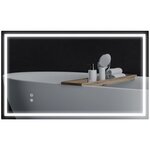 HOMCOM Miroir LED mural de salle de bain - 100L x 60H cm - luminosité réglable 3 couleurs - interrupteur tactile - système antibué