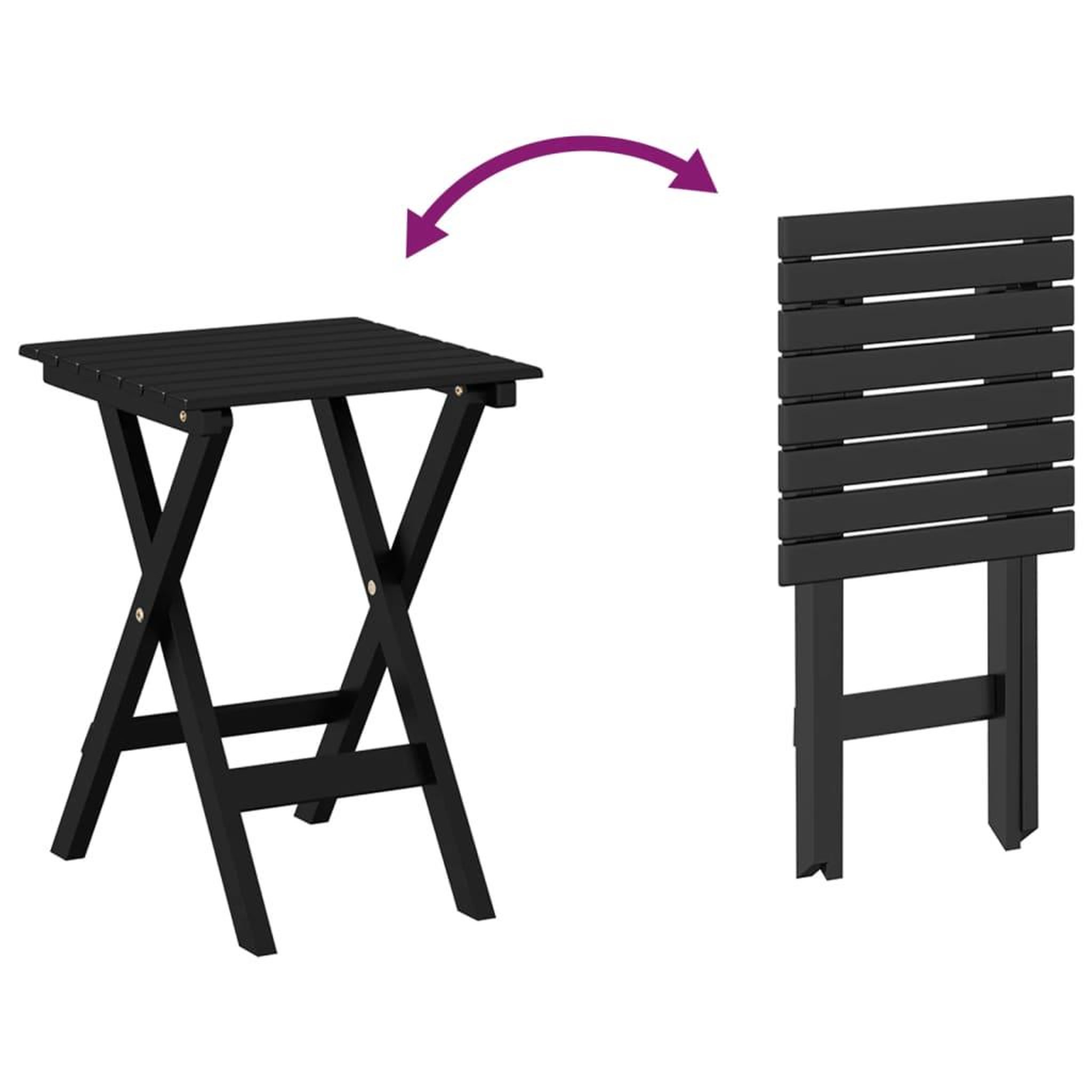 Voir la diapositive 5 : VIDAXL Chaise a bascule avec table pliable noir bois massif peuplier