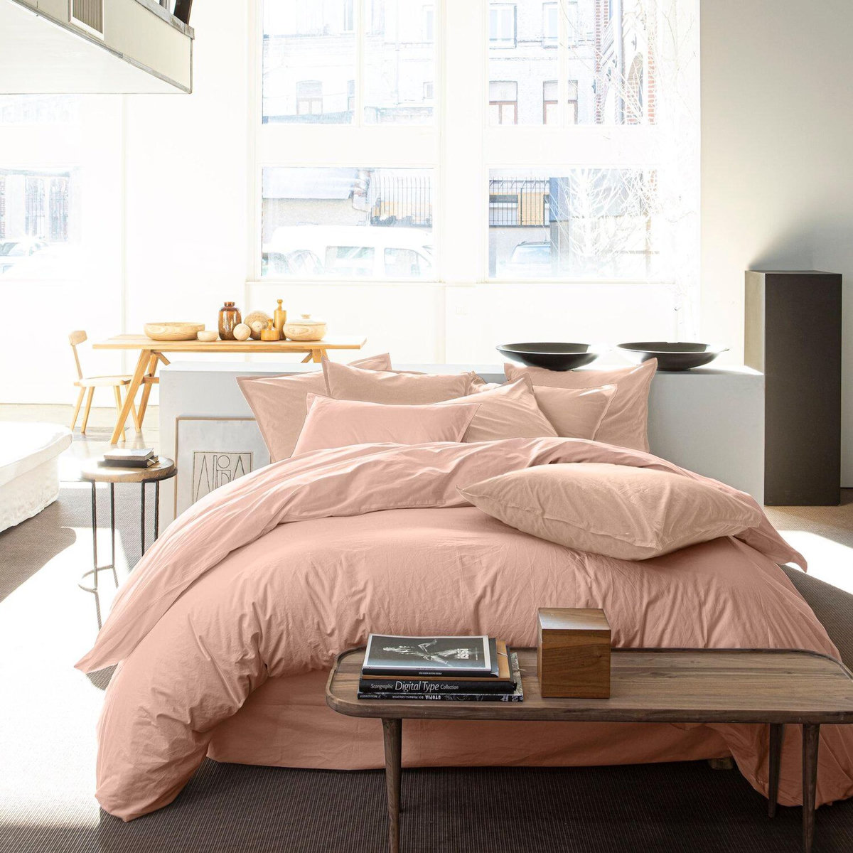 BATON ROUGE Housse de couette 100% percale de coton lavé 80fils/cm2