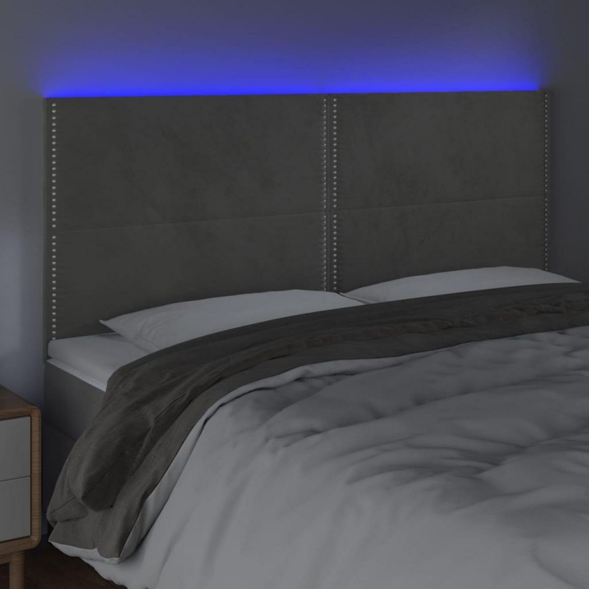 VIDAXL Tete de lit a LED Gris clair 180x5x118/128 cm Velours