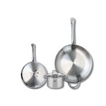 ELO Ensemble de 2 Poêles de cuisson 24 et 32 cm et 1 faitout 14 cm Elo Profi Citrin