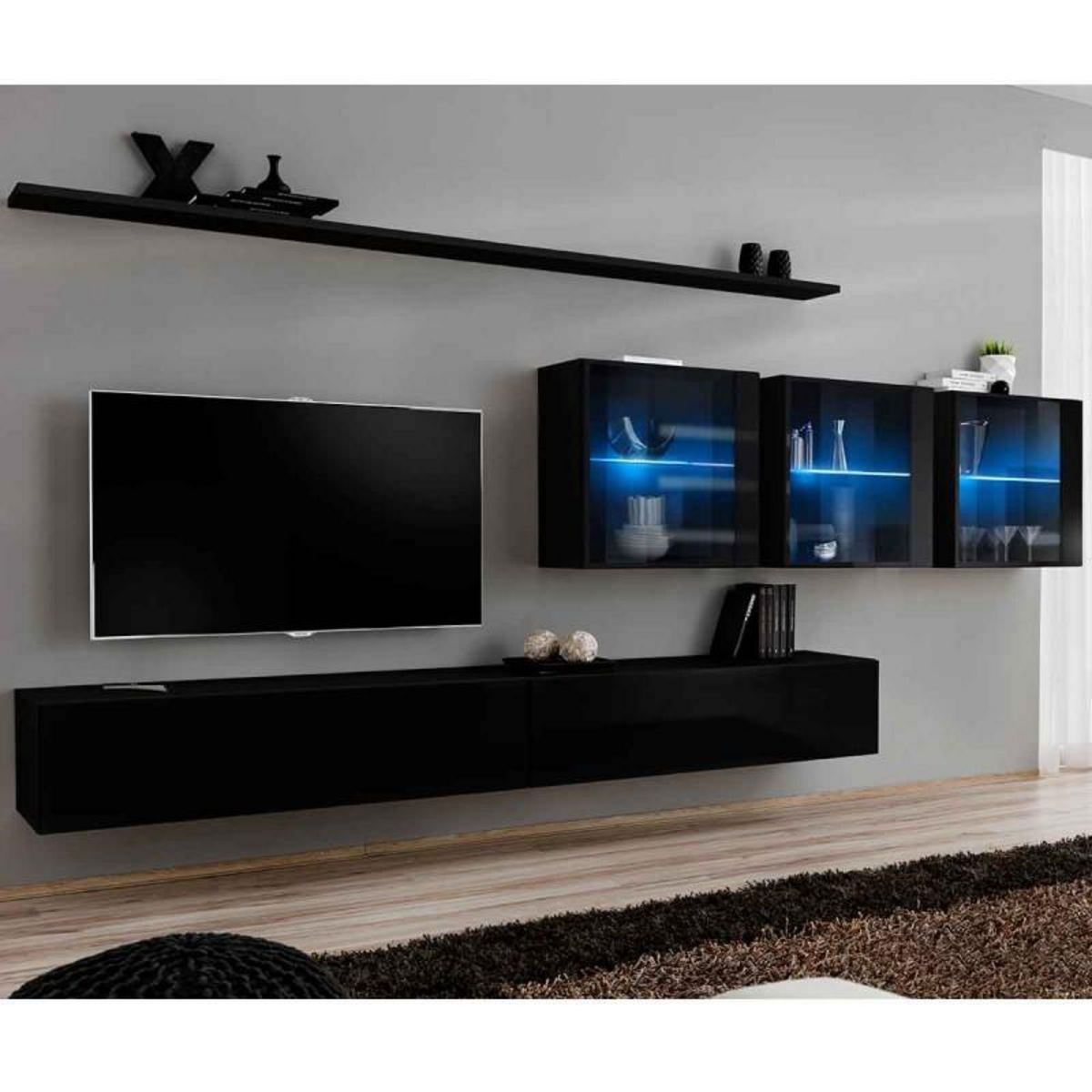 Paris Prix Meuble TV Mural Design  Switch XVII  340cm Noir
