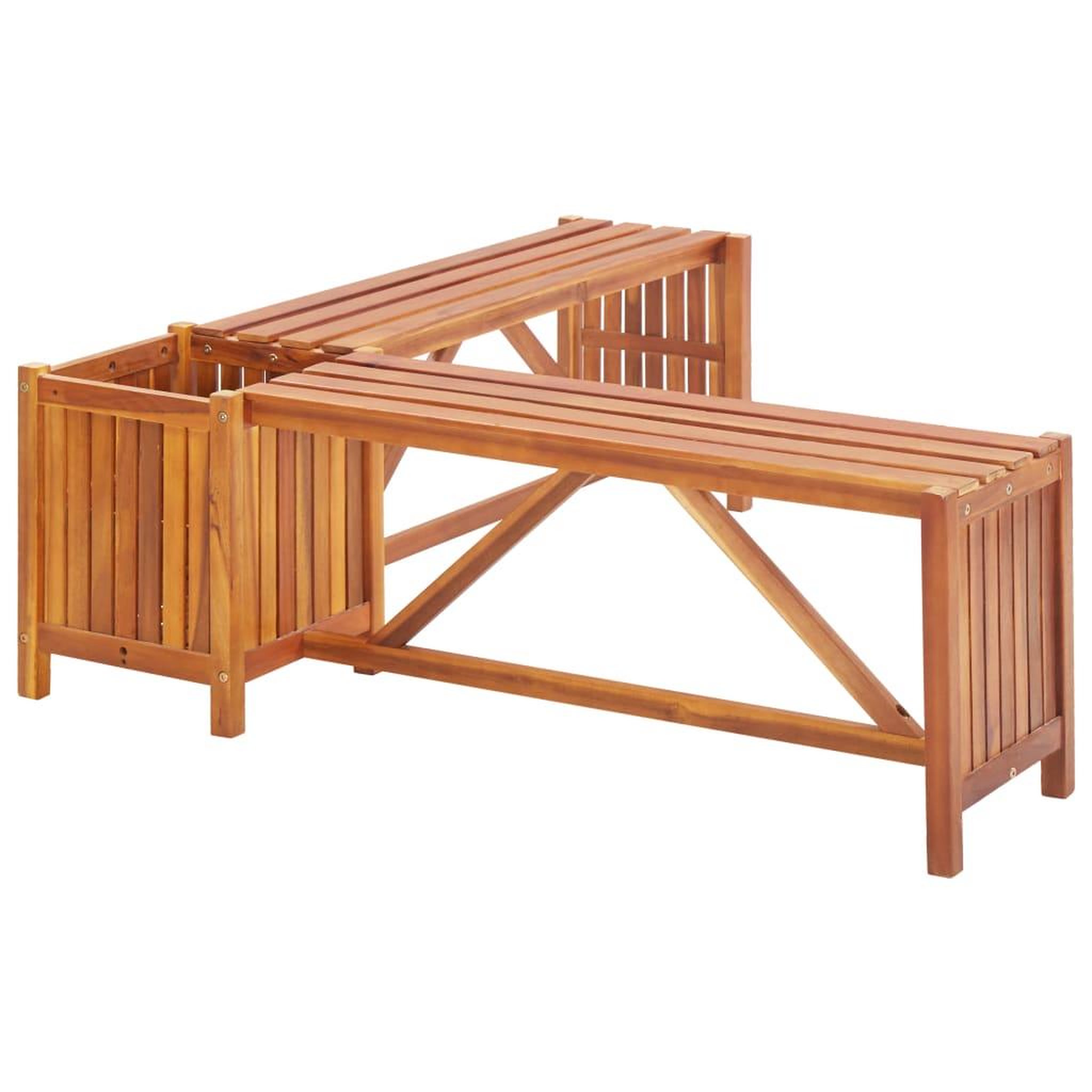 Voir la diapositive 3 : VIDAXL Banc de jardin et jardiniere 117x117x40 cm Bois solide d'acacia