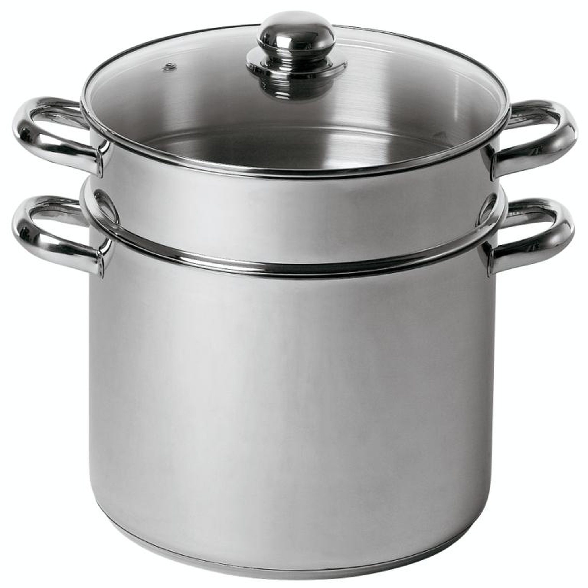 Voir la diapositive 1 : BAUMALU Couscoussier 30 cm en inox 16 L avec couvercle en verre