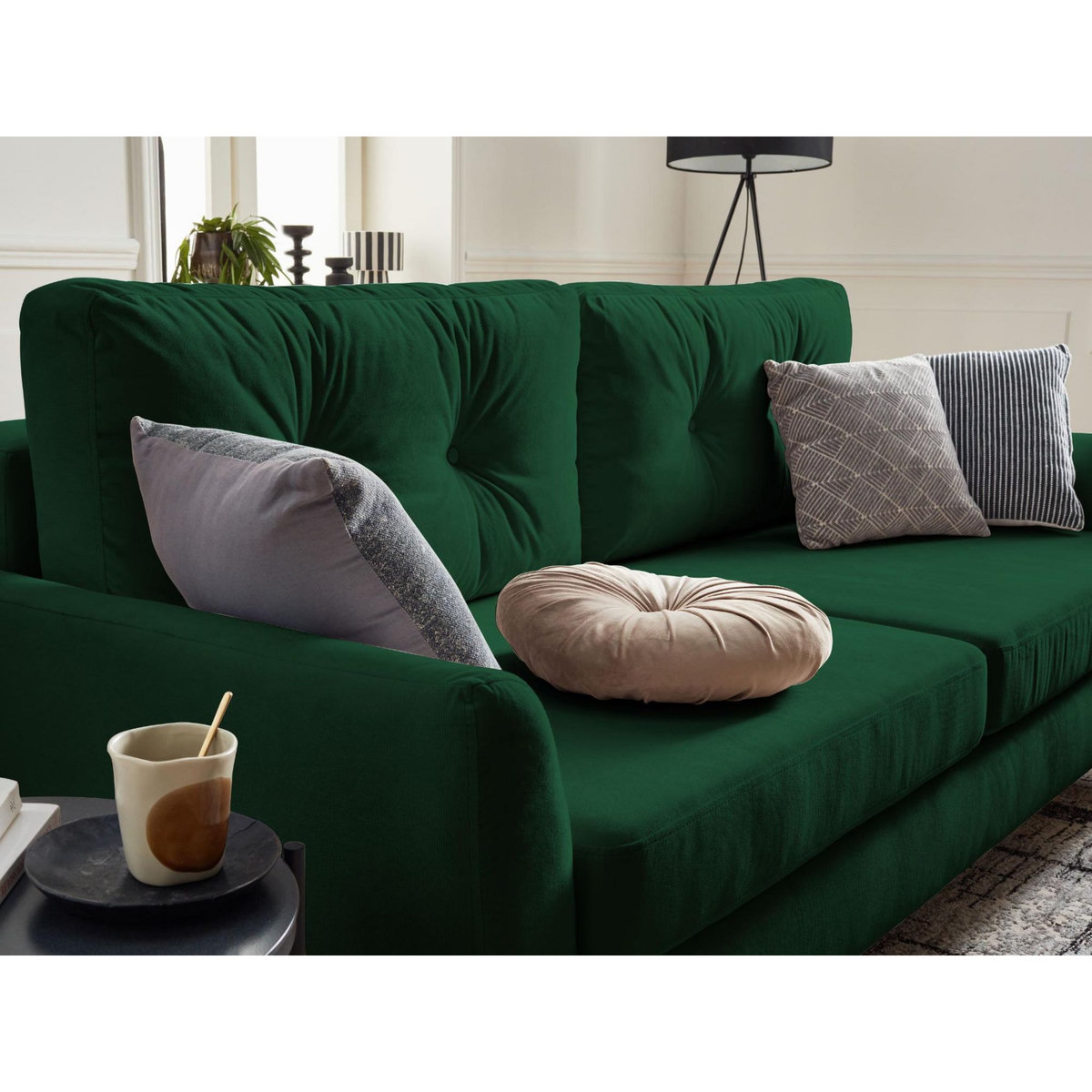 LISA DESIGN Nils - canapé droit 3 places convertible - avec coffre de rangement - velours