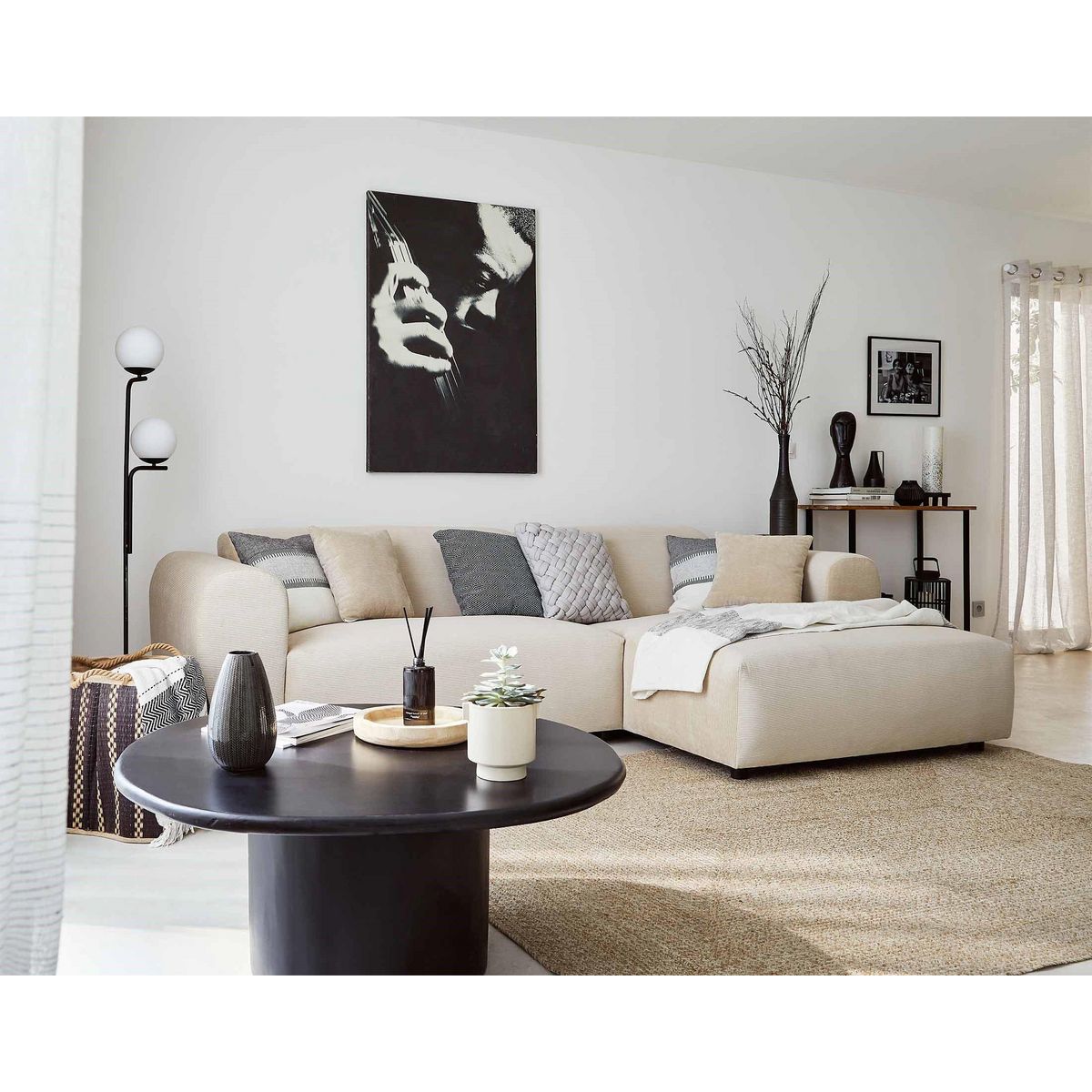 LISA DESIGN Aumance - canapé d'angle droit 4 places - en velours côtelé