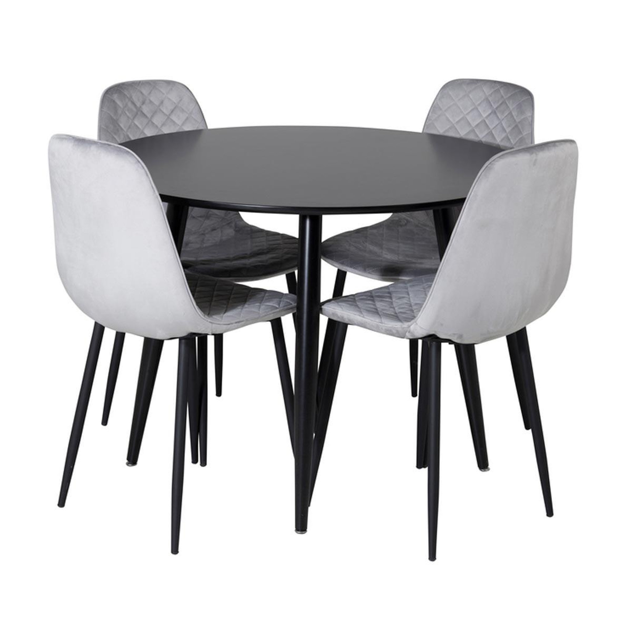 Paris Prix Ensemble table à manger & 4 chaises design  plaza & polar  100cm noir & gris