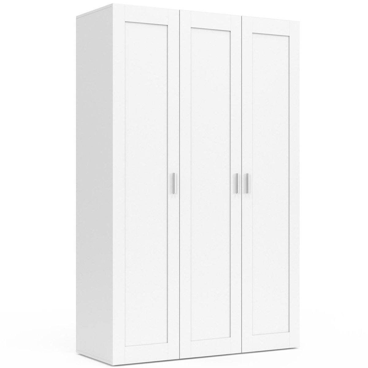ID MARKET Armoire 3 portes VITO blanc penderie 120 cm avec étagères
