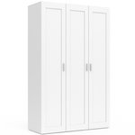 ID MARKET Armoire 3 portes VITO blanc penderie 120 cm avec étagères