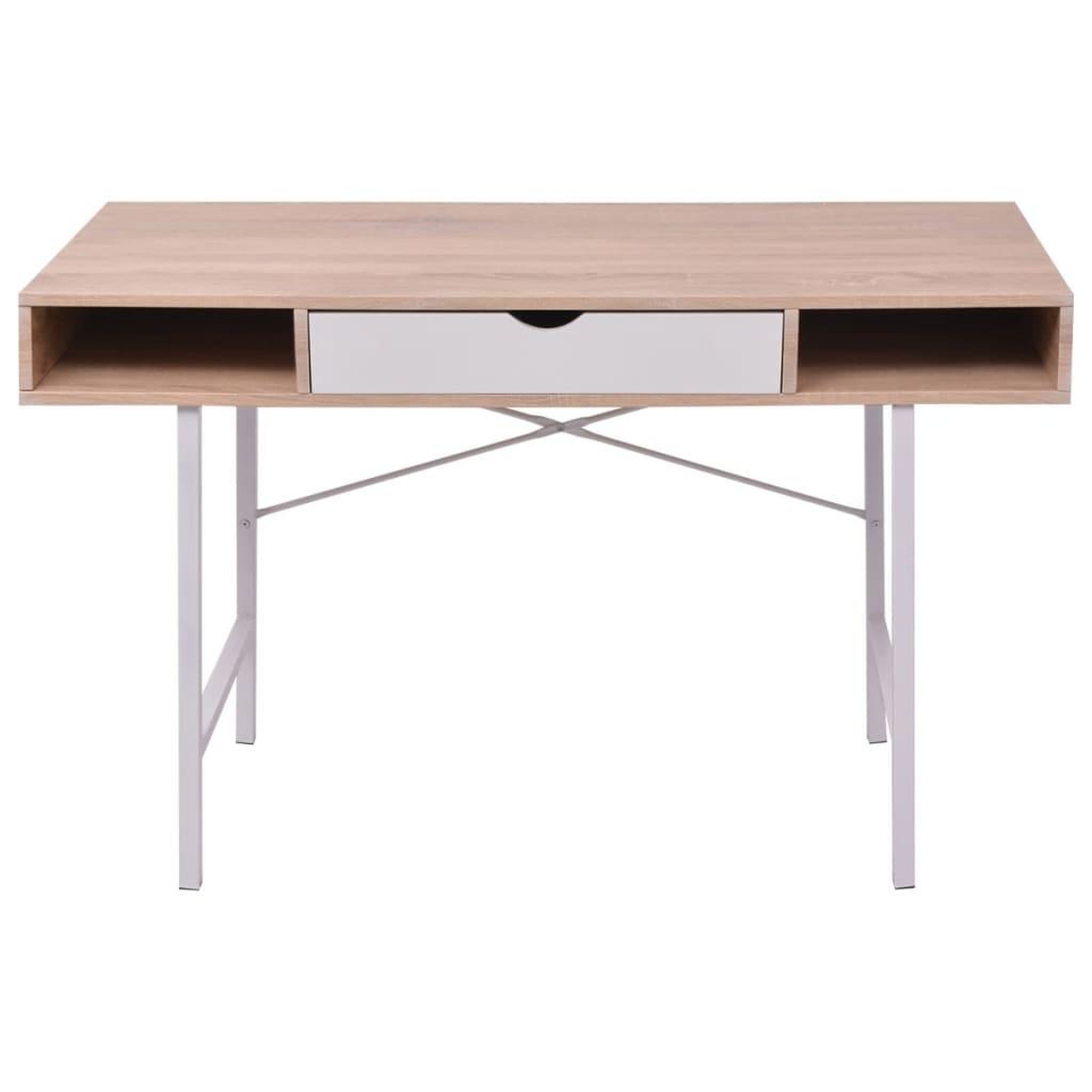 Voir la diapositive 2 : VIDAXL Bureau avec 1 compartiment chene et blanc