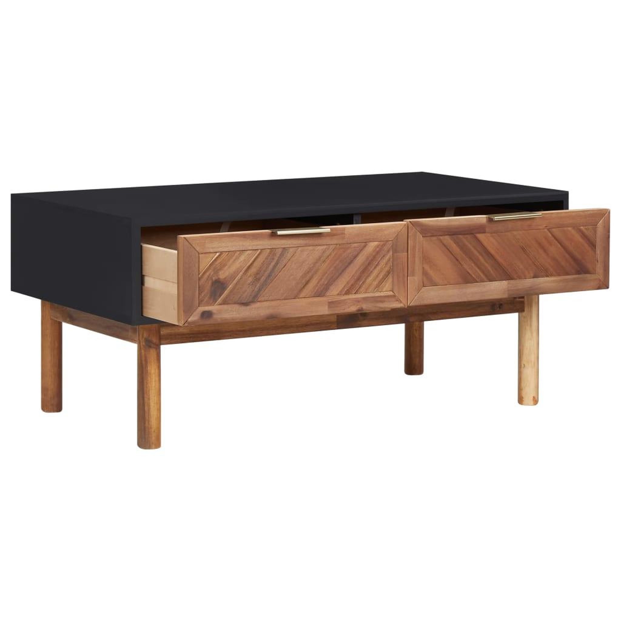 Voir la diapositive 2 : VIDAXL Table basse 90x50x40 cm bois d'acacia massif et mdf
