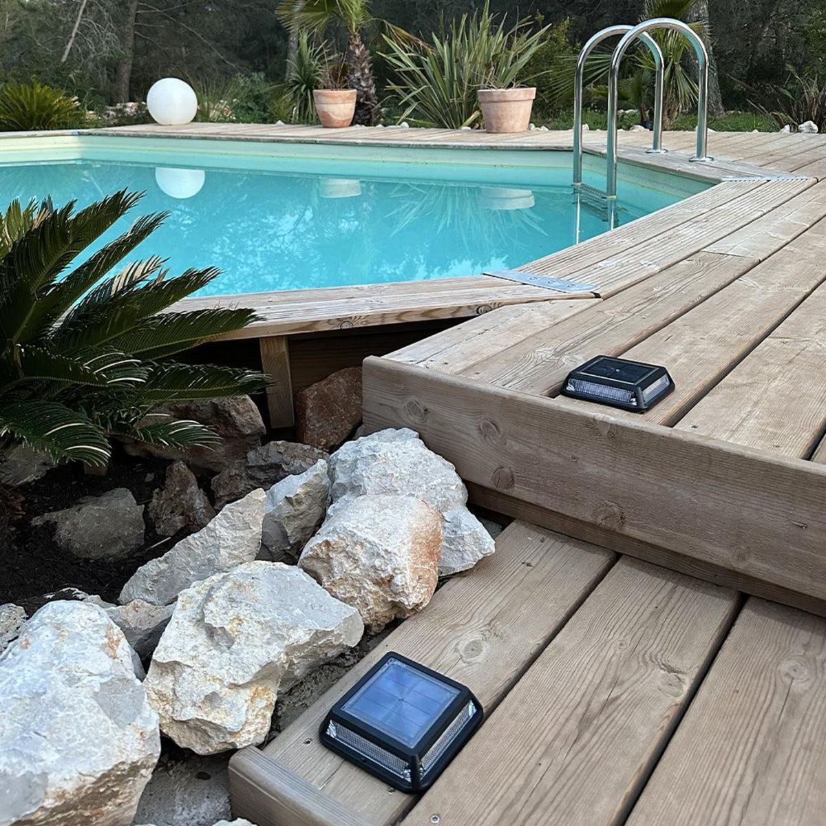 Lumisky Lot de 8 balise solaires QUADRY Noir Aluminium D12cm