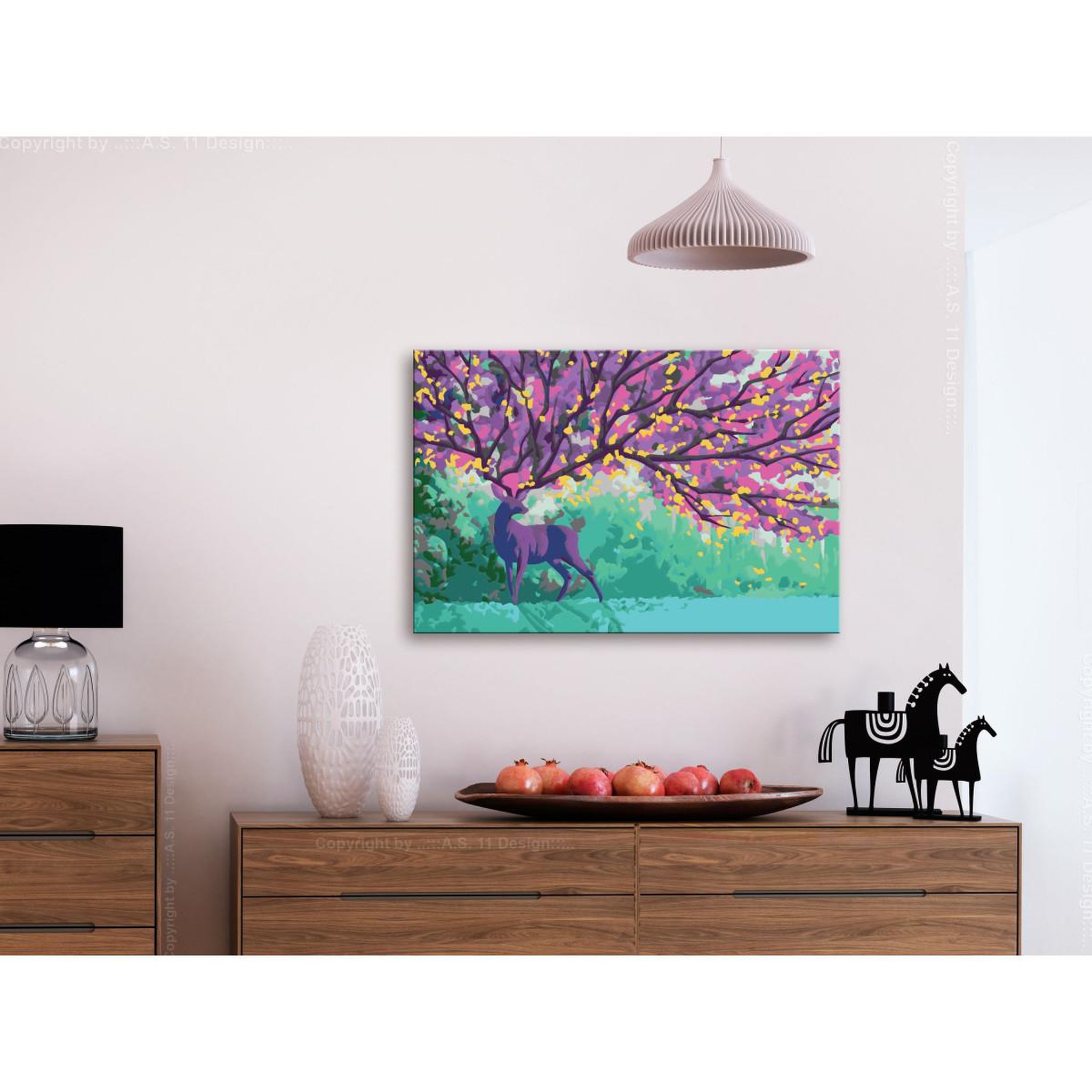 Voir la diapositive 2 : Paris Prix Tableau à peindre soi-même  purple deer  40x60cm