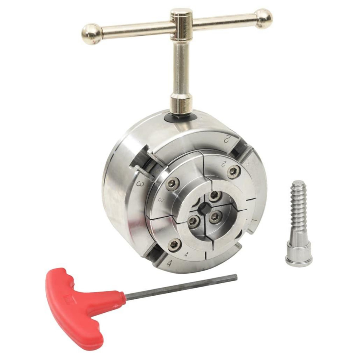 VIDAXL Mandrin a bois a 4 machoires connexion M33 argente 96 mm