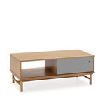 VS VENTA-STOCK Table Basse Magnus 1 Porte Coulissante et 1 Creux, Bois Massif, Longueur 110 cm