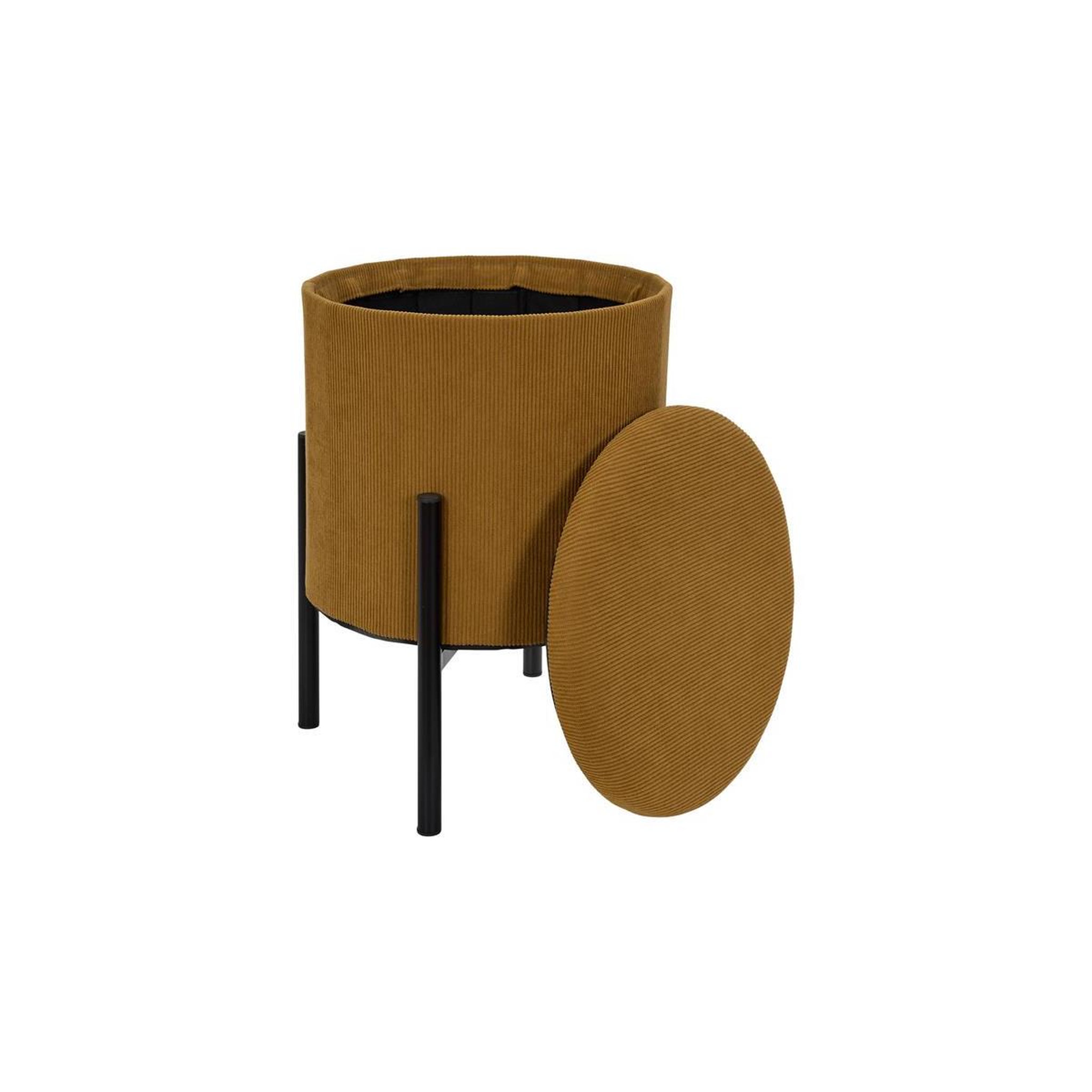 Voir la diapositive 3 : The Home Deco Factory Pouf de Rangement Côtelé  Jules  41cm Jaune