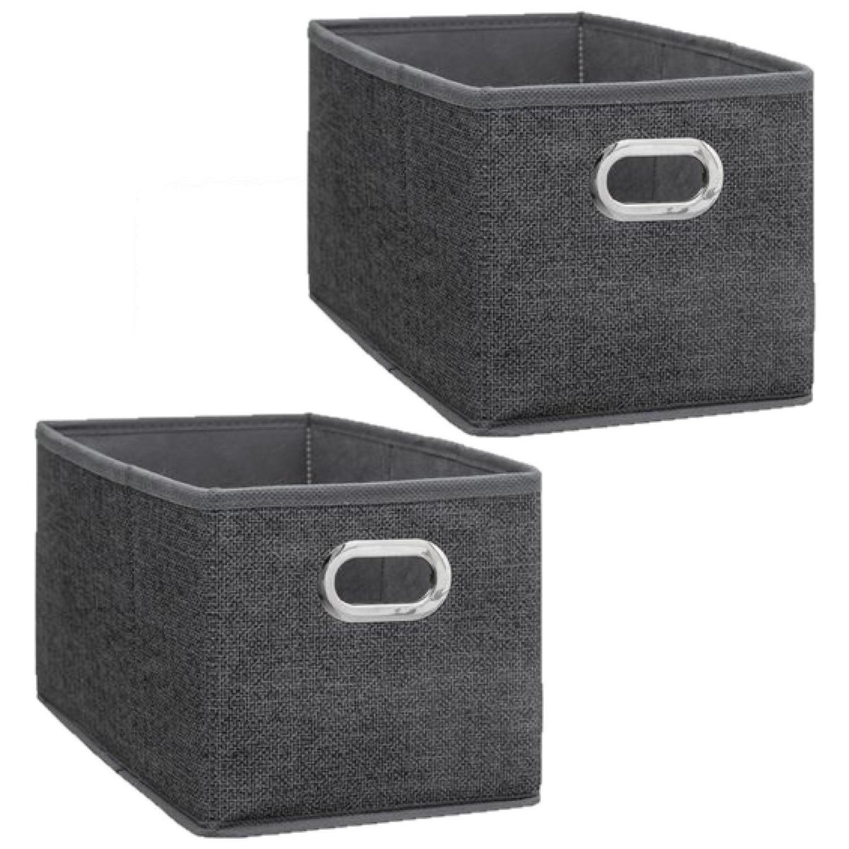 TOILINUX Lot de 2 Boites de rangement Largeur 31 x Hauteur 15 cm - Gris foncé chiné