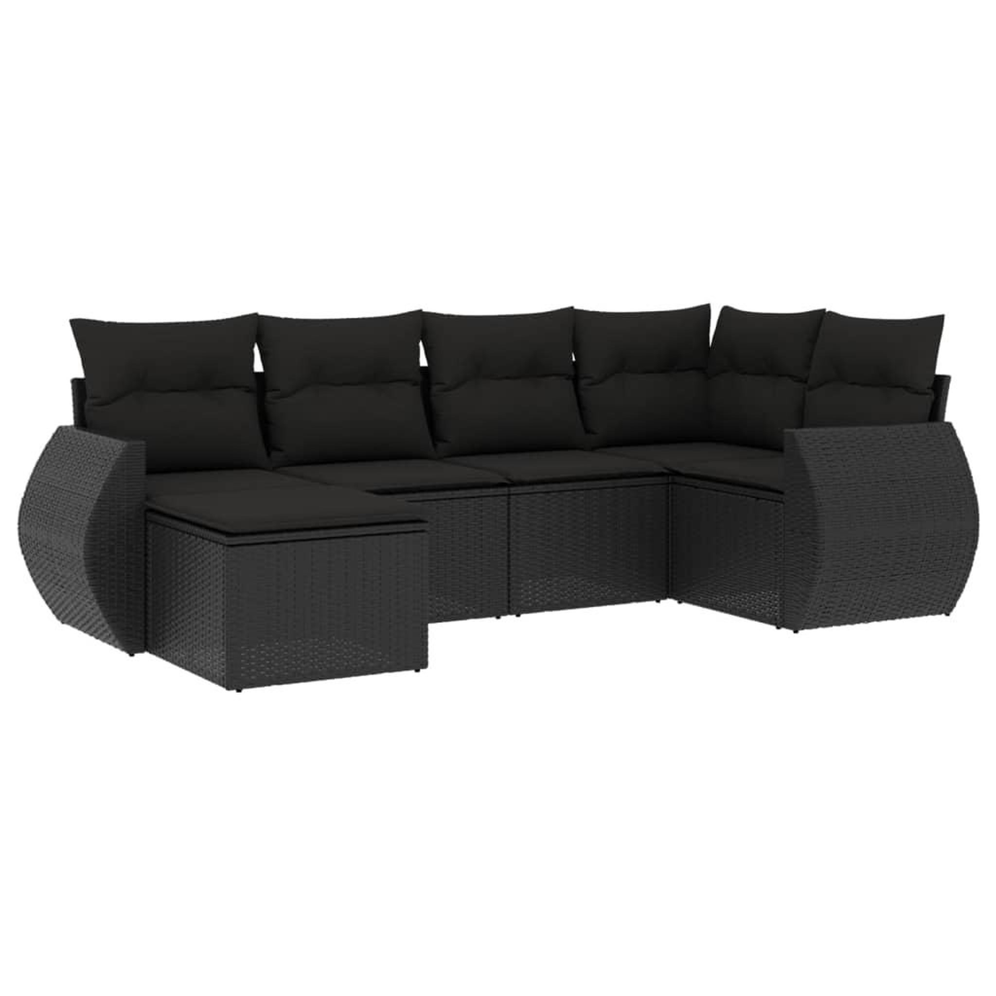 Voir la diapositive 2 : VIDAXL Salon de jardin 6 pcs avec coussins noir resine tressee