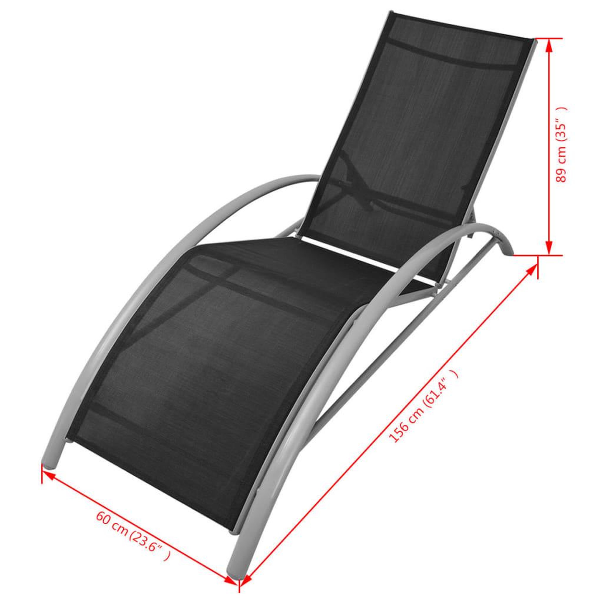 Voir la diapositive 6 : VIDAXL Chaises longues et parasol aluminium noir