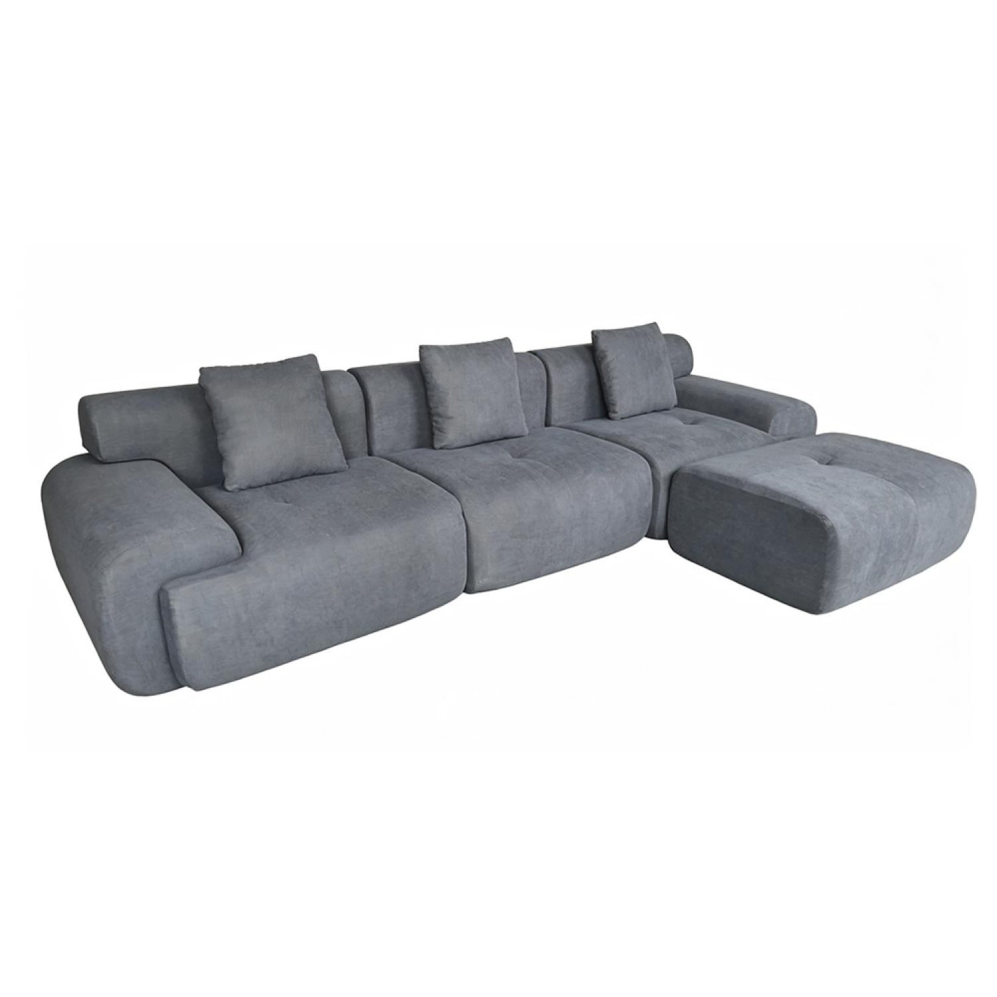 CONCEPT USINE Canapé nuage compressé modulable en tissu chenille gris 4-5 places sheffield