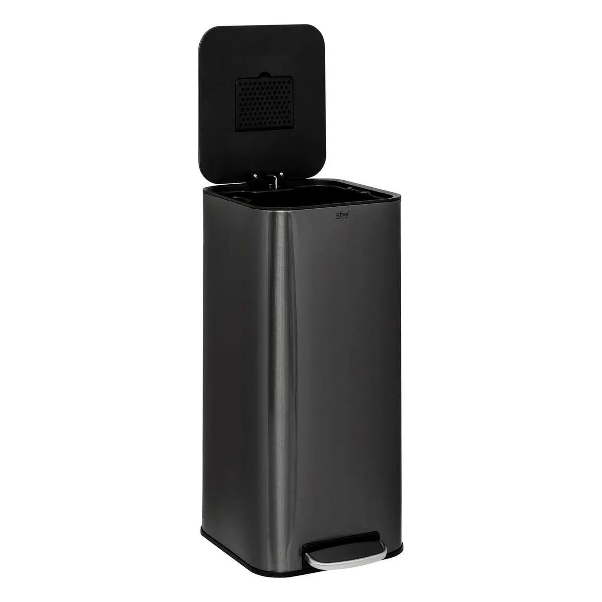 Voir la diapositive 2 : FIVE Poubelle de cuisine à pédale en métal  delta  30l carbonne