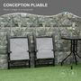 Voir la diapositive 6 : OUTSUNNY Ensemble de jardin 3 pièces 2 chaises inclinables multi-positions pliables + table ronde verre trempé métal époxy textilène gris
