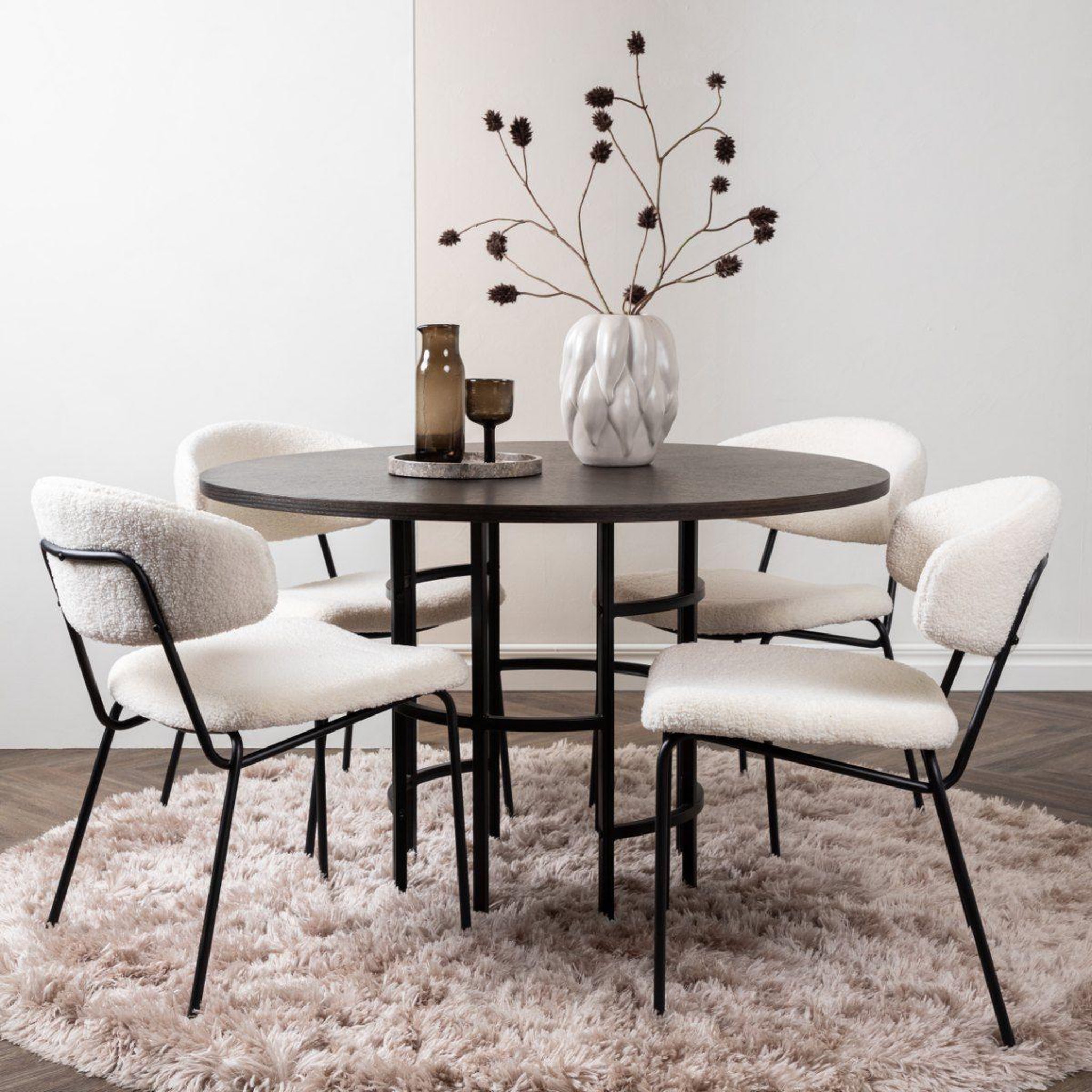 Voir la diapositive 5 : Paris Prix Table à manger ronde  copenhagen  115cm marron
