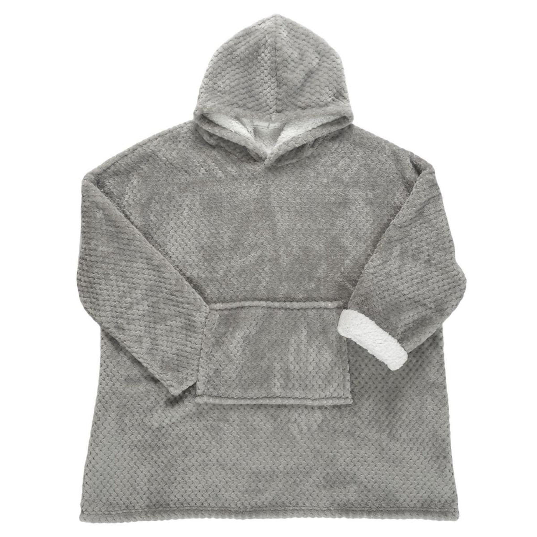 Voir la diapositive 2 : The Home Deco Factory Plaid sweat à capuche  nid d'abeille  85x118cm gris