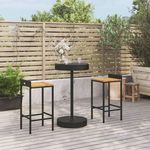 VIDAXL Ensemble de bar jardin 3 pcs noir poly rotin/bois massif acacia