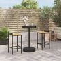 Voir la diapositive 1 : VIDAXL Ensemble de bar jardin 3 pcs noir poly rotin/bois massif acacia