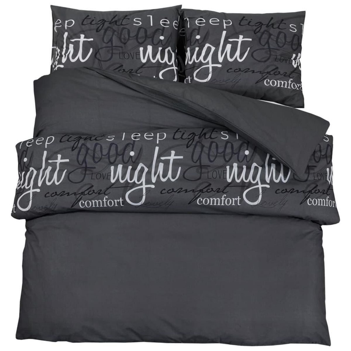 VIDAXL Ensemble de housse de couette Noir 225x220 cm Coton
