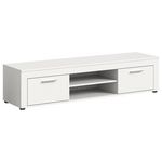 BEST MOBILIER Stafford - meuble tv - blanc - 2 portes et 2 niches - 160 cm. Coloris disponibles : Blanc