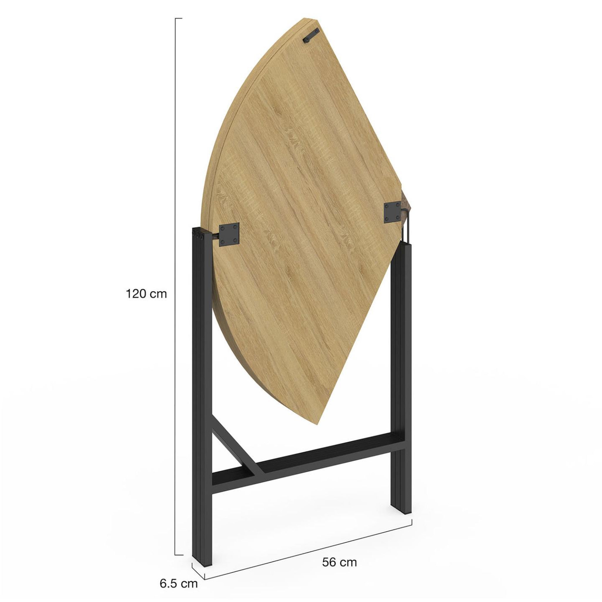 Voir la diapositive 3 : ID MARKET Table à manger pliante ronde yael 4 personnes bois et noir design industriel 110 cm