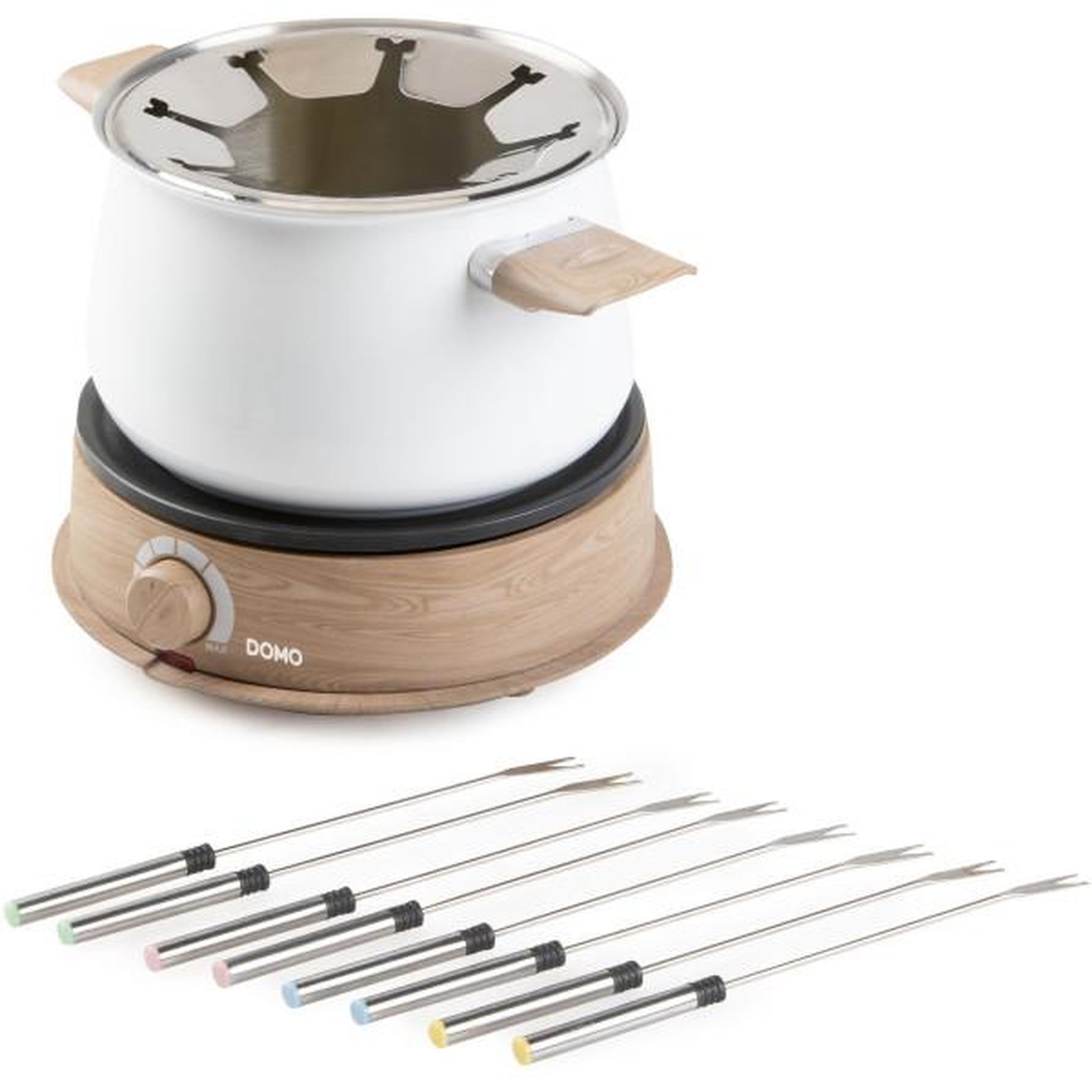 Voir la diapositive 3 : Domo Fondue Electrique  - DOMO - DO736F - 1500 W - 2 L - 8 personnes - Blanc/Bois