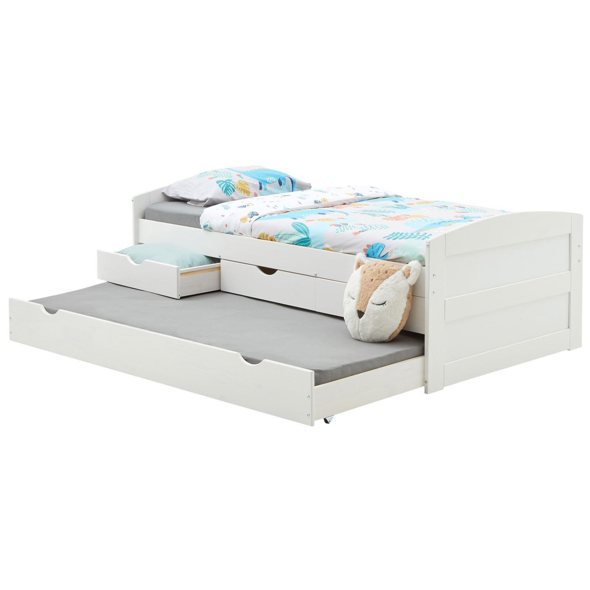 Voir la diapositive 1 : IDIMEX Lit gigogne avec rangements jessy, 90 x 190 cm en pin massif