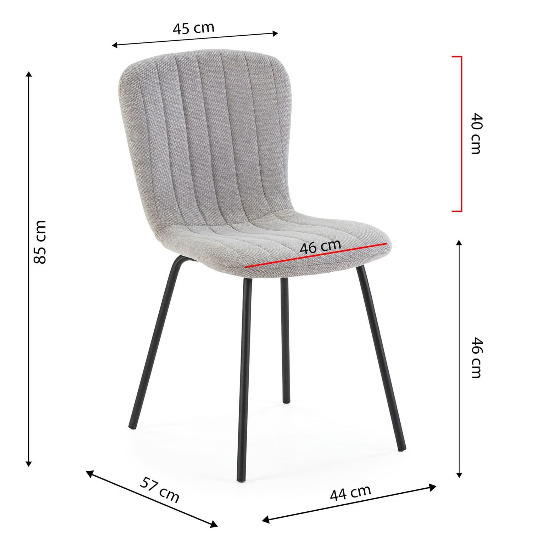 Voir la diapositive 4 : VS VENTA-STOCK Pack 4 chaises Lucky recouvertes de tissu gris clair
