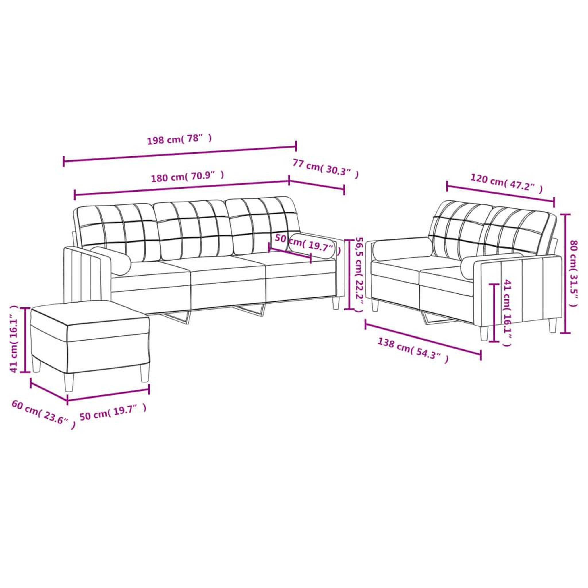 Voir la diapositive 6 : VIDAXL Ensemble de canapes 3 pcs avec coussins rouge bordeaux tissu