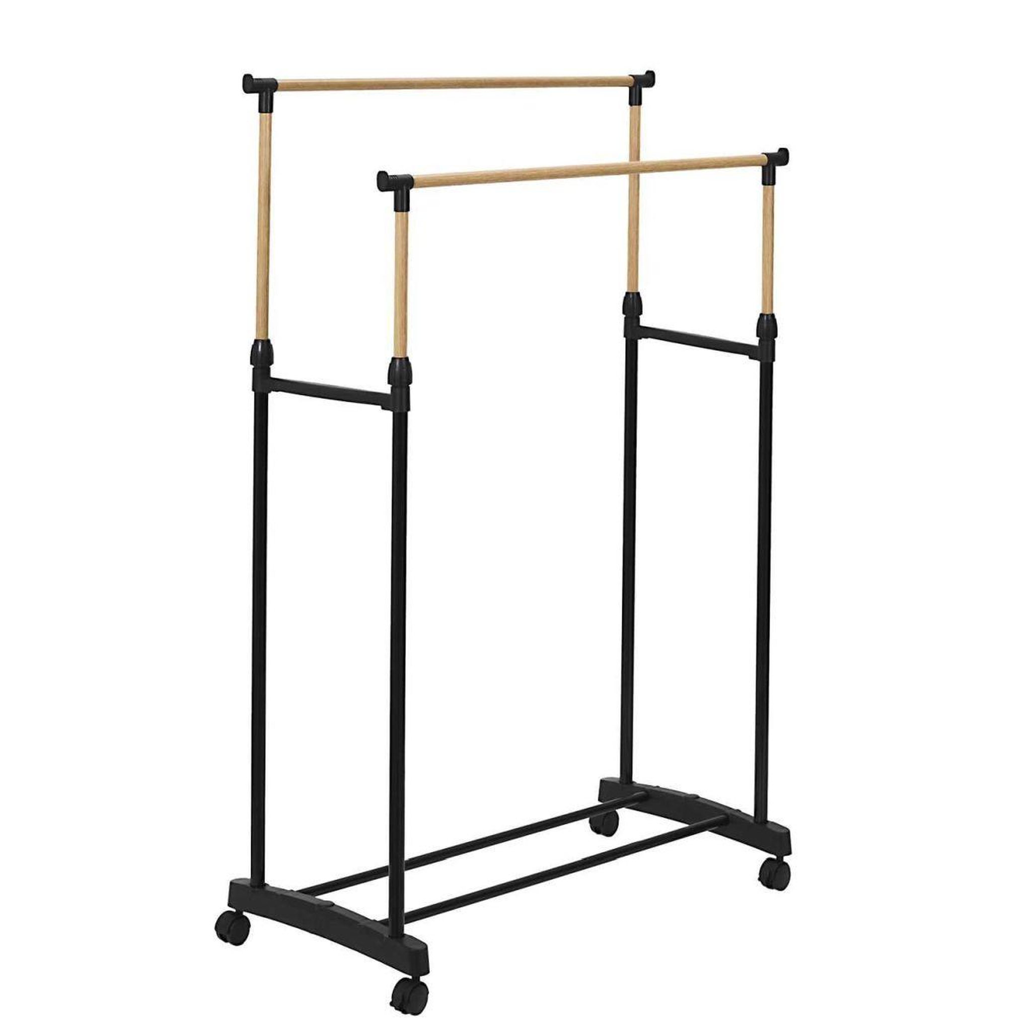 Je cherche une idee Portant à vêtements double ajustable  effet bois  160cm noir