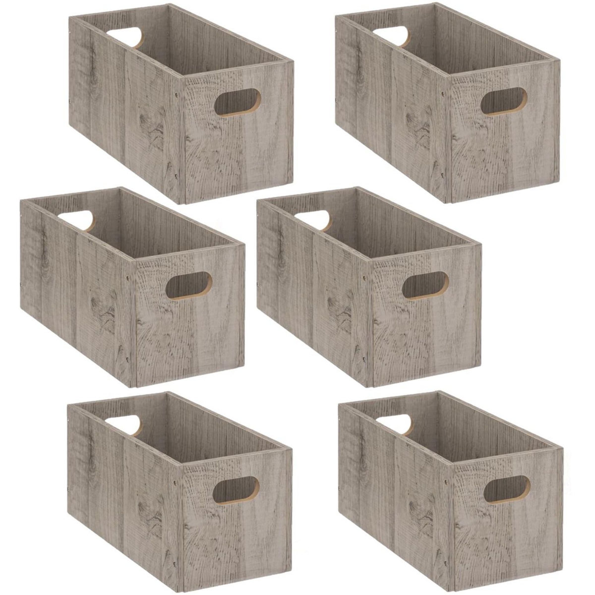 TOILINUX Lot de 6 Boîtes de rangement rectangulaire en MDF